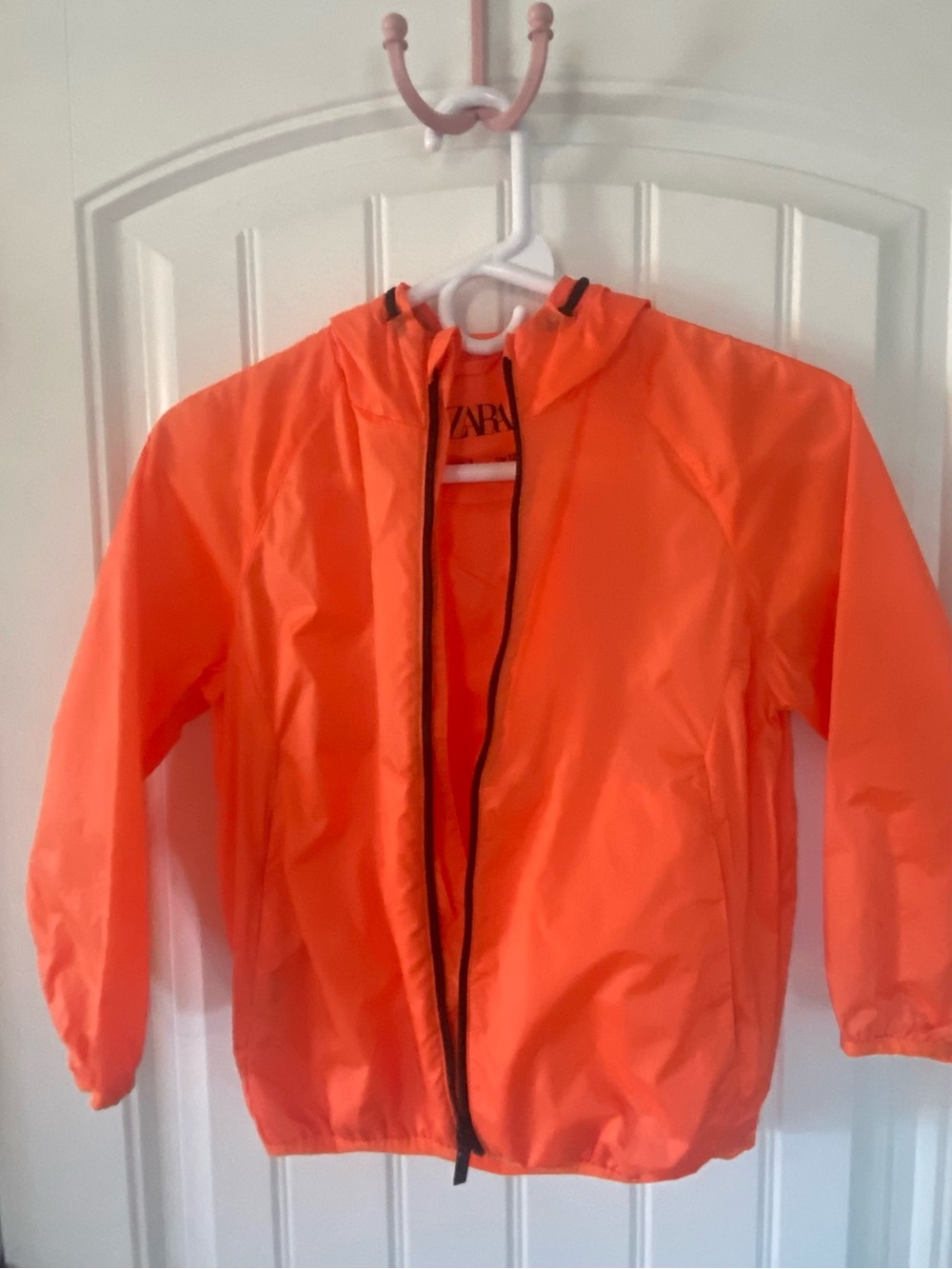 Zara Bright Orange Hooded Raincoat for Kids
